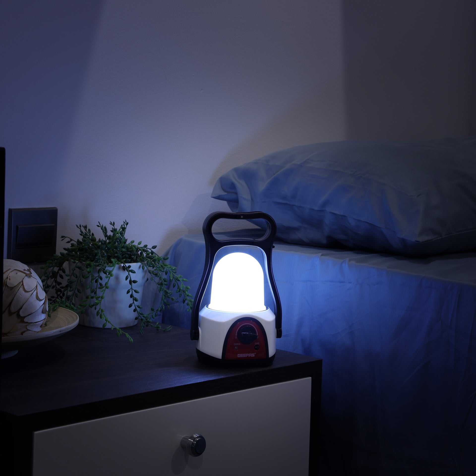 Rechargeable Camping Lantern, 48 Pcs LED Light Dimmer Function - 360 Degree Rotation - Portable, Lightweight, Carry Handle | 2 years warranty White/Red/Black