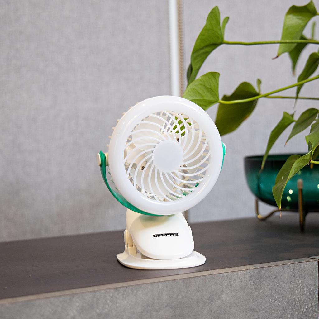 Rechargeable Clip Fan With Light GF21137 White