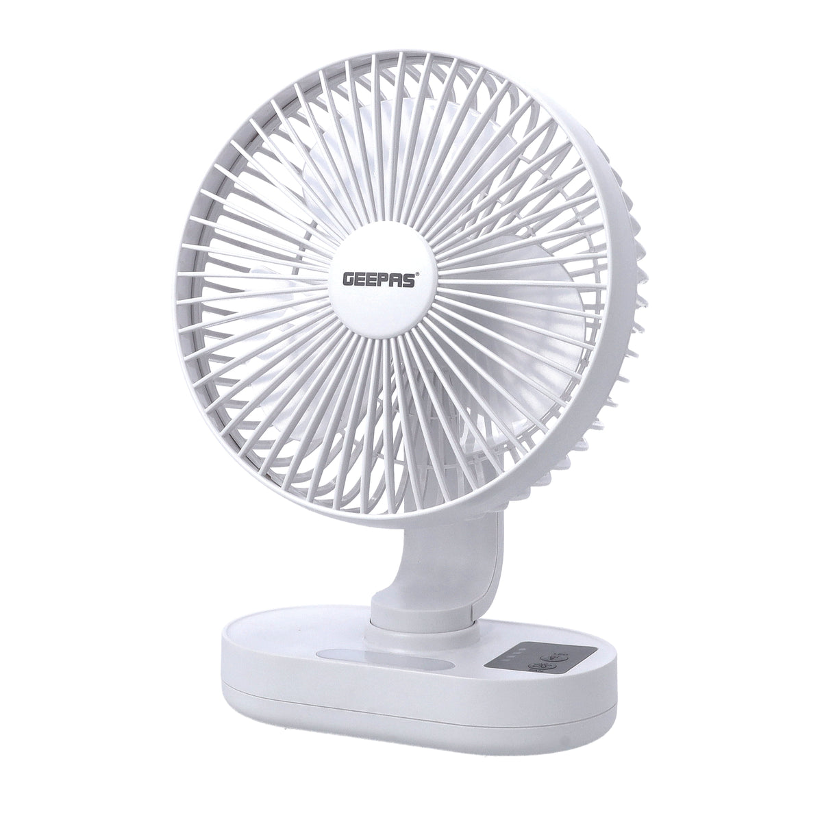 8-Inch Rechargeable Fan GF21157 with Night Light – 3 Speed, 9H Battery, Adjustable Head, White