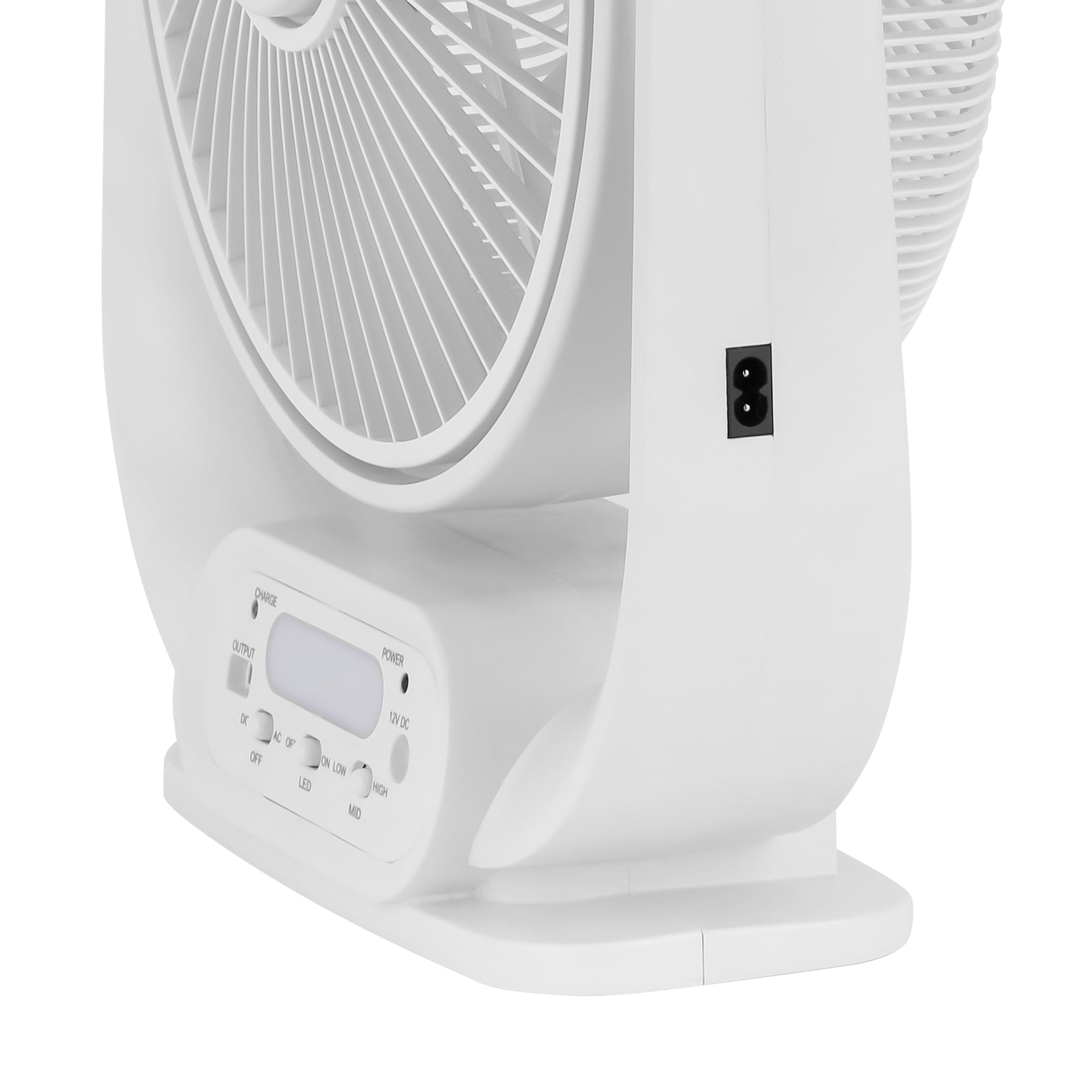 12 Inch Rechargeable Table Fan With 5 Leaf Blade, Solar Input, USB Output, GF21189 NINGF21189 White