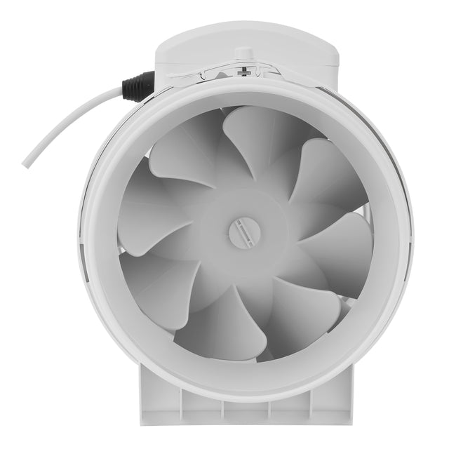 8” In Line Exhaust Fan" with 2-speed settings, 1700 rpm speed, 500CFM, rust-free construction, low noise operation, designed for installation in loft or roof space 55 W GF21193 White