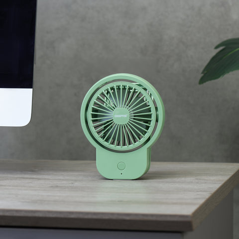 Geepas Mini Rechargeable Clip Fan- GF21221/ High Performance Fans with 3-Speed Controls, 8 Hours Runtime/ Type-C Charging, with Status Indicator, Perfect for Desktops, Headboards, Baby Strollers, Car Interiors, Kitchen Shelves/ 2 Years Warranty, Green