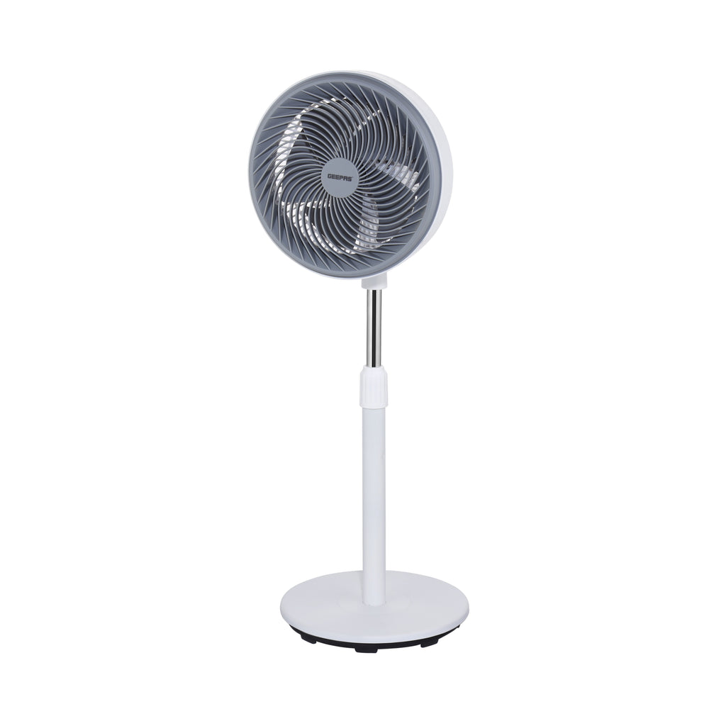 Geepas 12" High Speed Stand Fan- GF21237/ Pedestal Fans with Adjustable Oscillation, Efficient 110 W Motor for Better Cooling, Modern Spiral Grill Design/ Perfect for Home, Office, Study Room, Garage, Apartment, Etc./ 2 Years Warranty, White