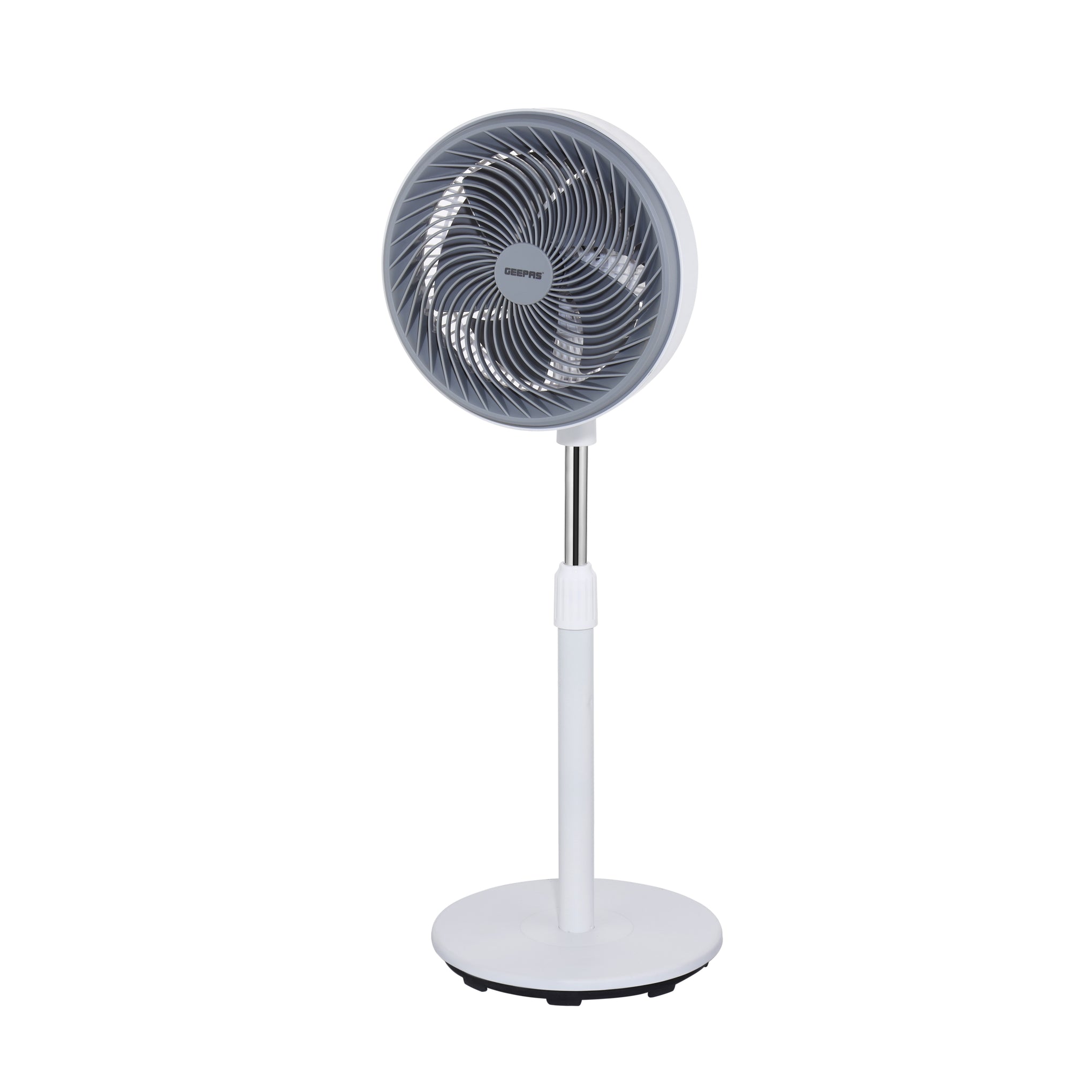 Geepas 12" High Speed Stand Fan- GF21237/ Pedestal Fans with Adjustable Oscillation, Efficient 110 W Motor for Better Cooling, Modern Spiral Grill Design/ Perfect for Home, Office, Study Room, Garage, Apartment, Etc./ 2 Years Warranty, White