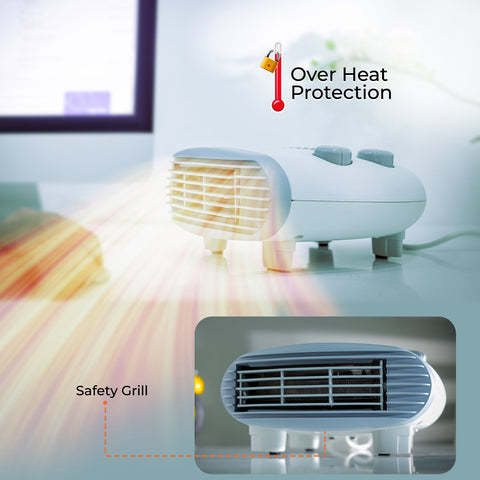 Fan Heater With 3 Adjustable Setteings, Cool/Warm/Hot Wind for Selection Adjustable Thermostat, Overheat Protection 2000 W GFH9522N White/Black