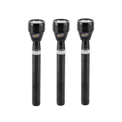 3-in-1 Rechargeable LED Flashlight – CREE LED Torch, 2000m Beam Range, Ni-Cd Battery, Aircraft-Grade Aluminum Body, Water-Resistant, Black