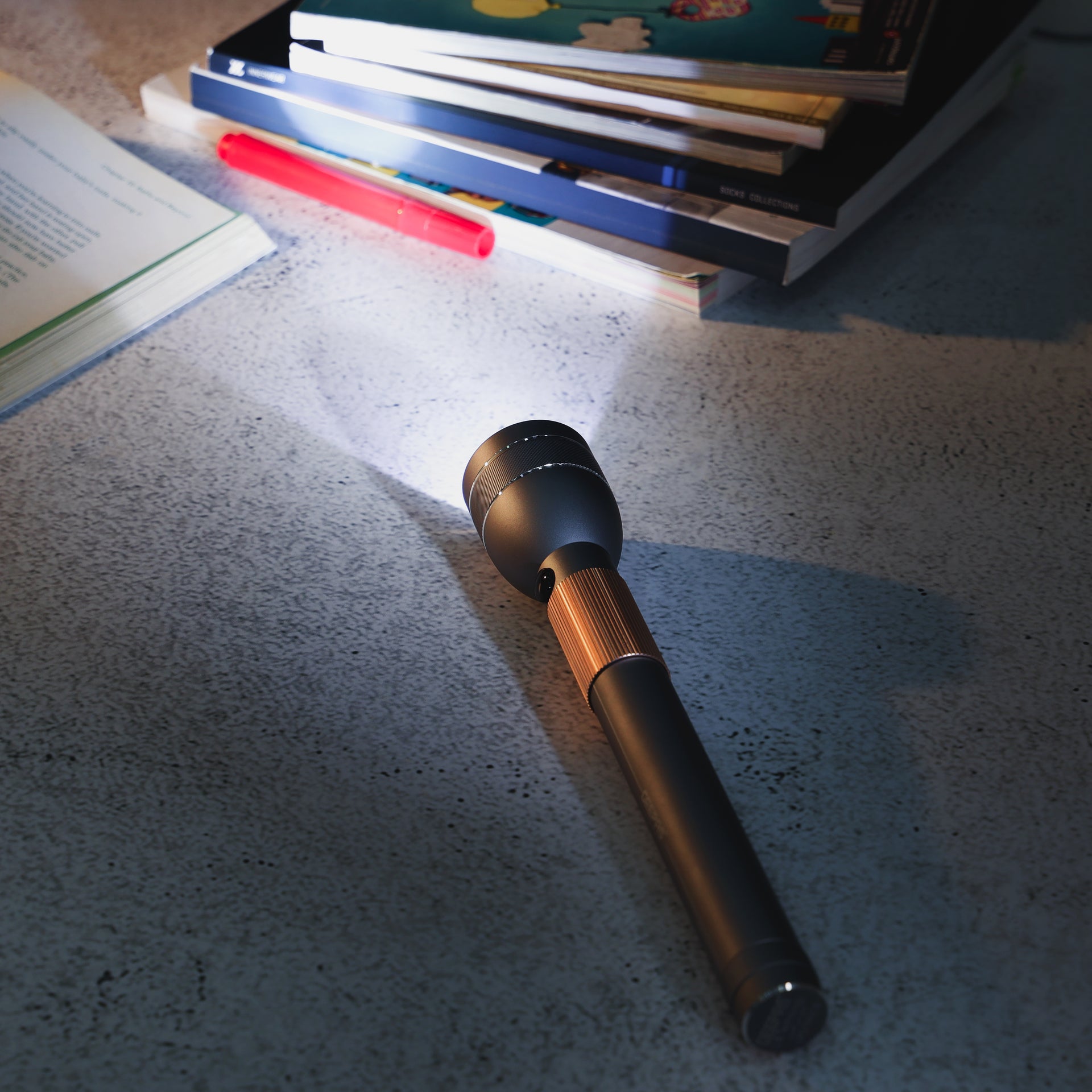 4 In 1 Rechargeable Waterproof LED Flashlight - 330 Lumens Super bright Light with 4 Hours Continuous Working| Ideal for Camping, Trekking, Patrolling & More Gunmetal & Golden