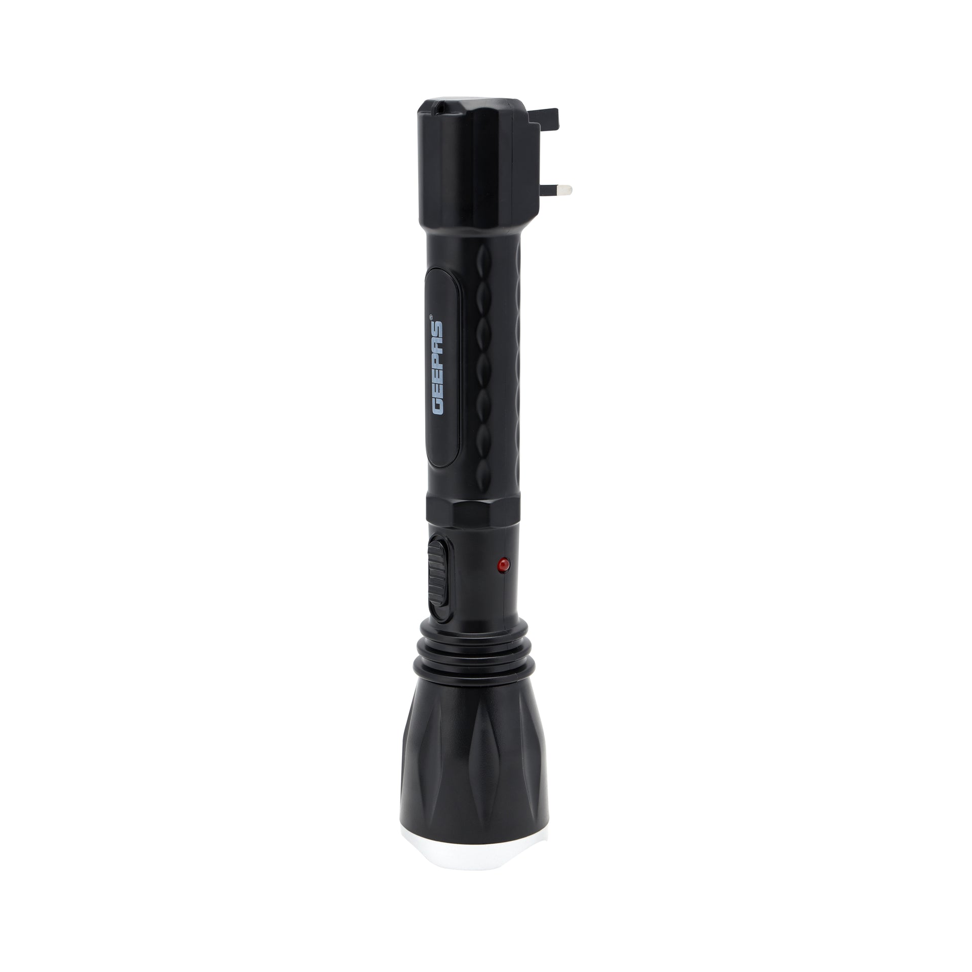 Rechargeable LED Flashlight with Hyper Bright 1W Hi-Power LED Light, Built-in 400mAh Lead Acid Battery, Black 5.5x31cm