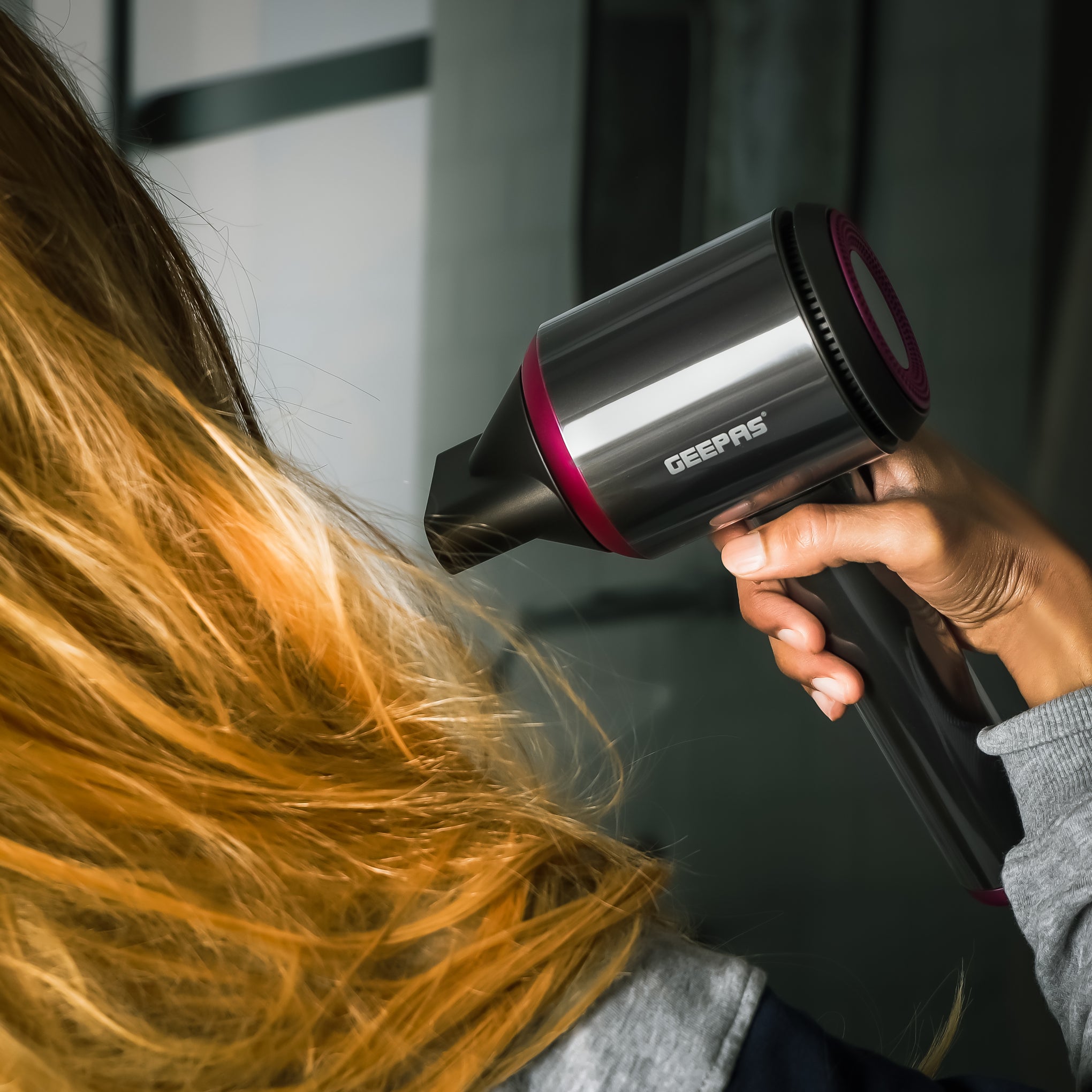 1800 W Hair Dryer High Speed and Turbo Function, GH86065, Black/Purple