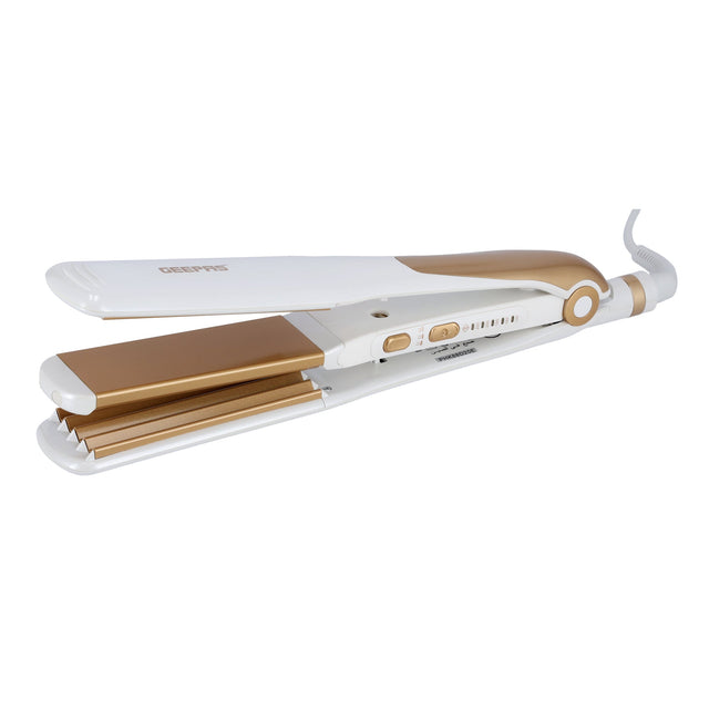 2 In 1 Ceramic Hair Straightener Auto Adjustable Temperature And 360 Degree Swivel Cord White/Brown 500grams