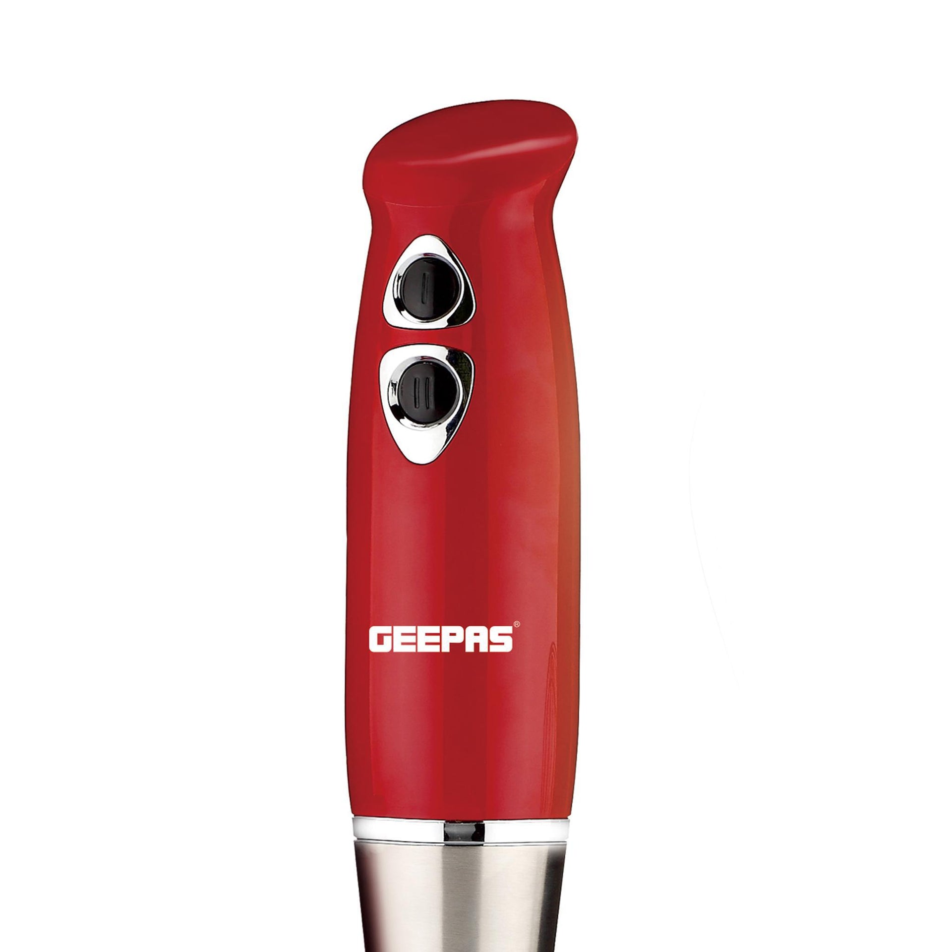Hand Blender - Stainless Steel Blades with 2 Speed for Baby Food, Soup, Juice | 860ml Chopper Bowl & Electric Egg Whisk - 2 Years Warranty GHB6136 Red/Silver/Clear