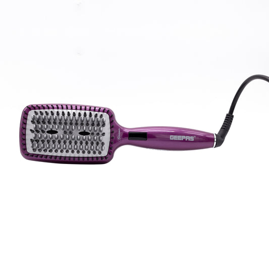 Ceramic Hair Brush 50W - Digital Temperature Control With Instant Heat Up To 230C, Fine Bristle For Hair Care, Easy To Clean, Ideal For Short And Long Hairs Purple/Silver