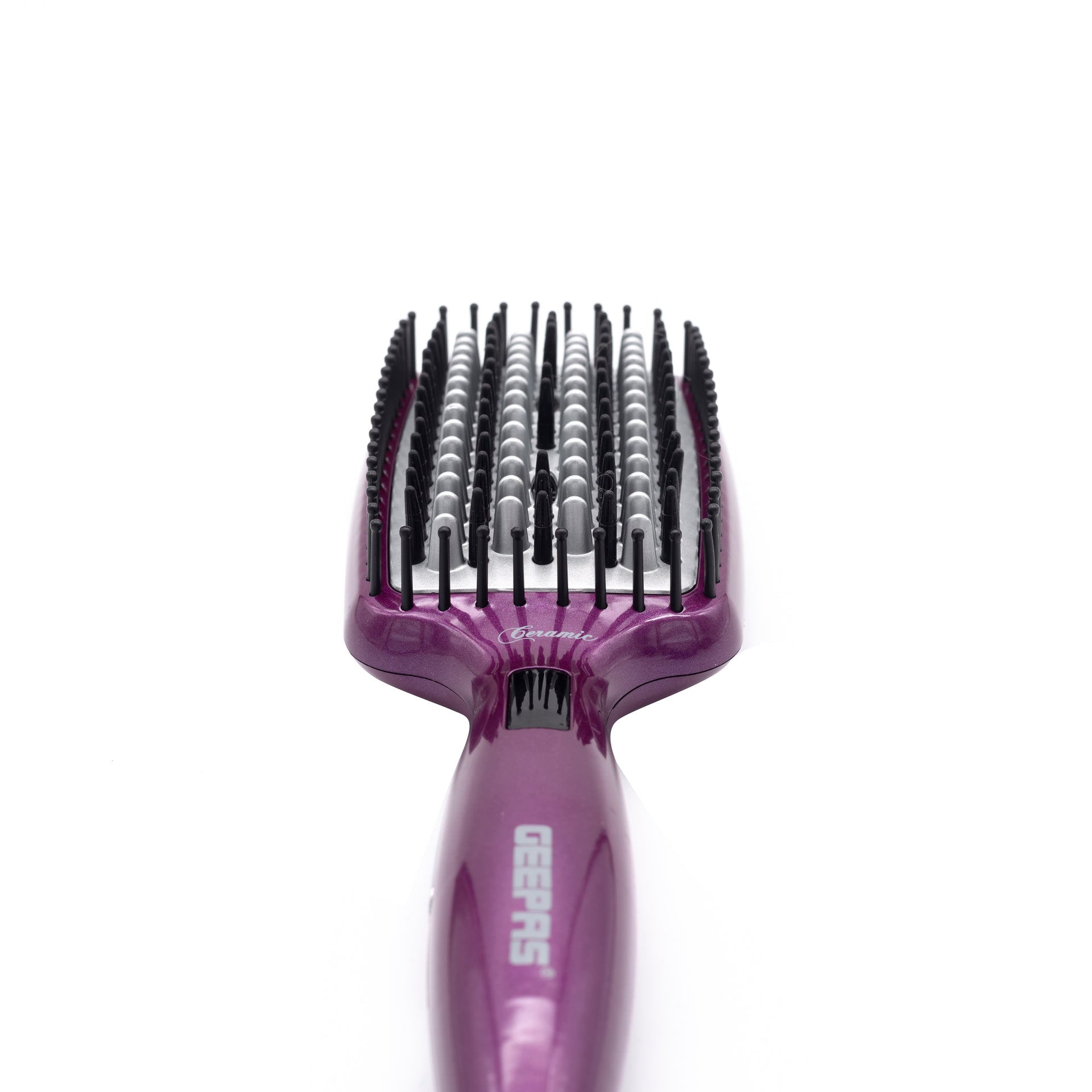 Ceramic Hair Brush 50W - Digital Temperature Control With Instant Heat Up To 230C, Fine Bristle For Hair Care, Easy To Clean, Ideal For Short And Long Hairs Purple/Silver