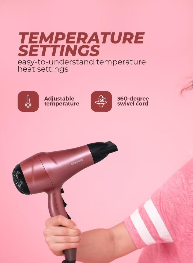 Portable Hair Dressing Set with Adjustable Temperature Setting Hair Dryer Straightener Curler with Eva Bag Pink/Black 1200grams