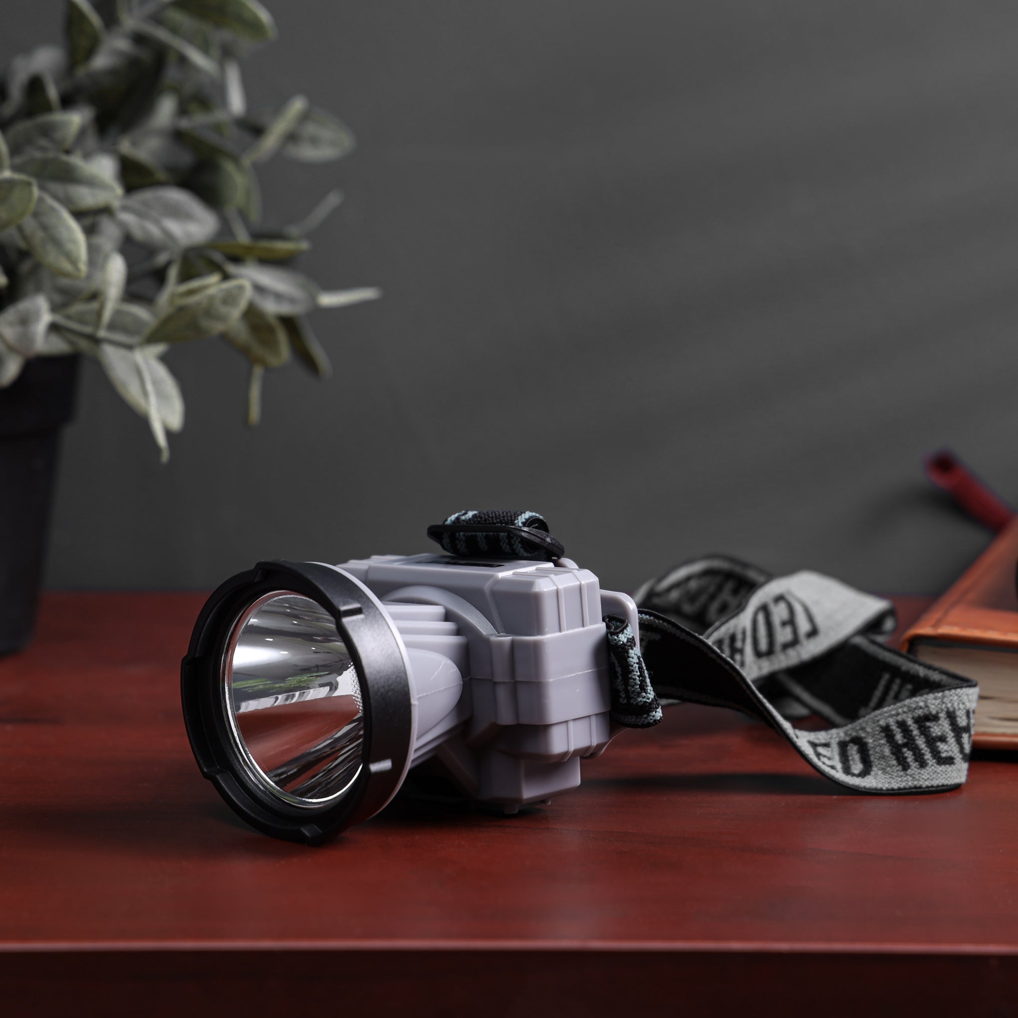 Geepas Rechargeable LED Headlamp Lithium Battery and Easy to Use/ Compact, Portable and Light-Weight Design/ Strong and Low Light, Perfect for Camping, Hiking, Cycling, Fishing/GHL51094/ Grey/Black