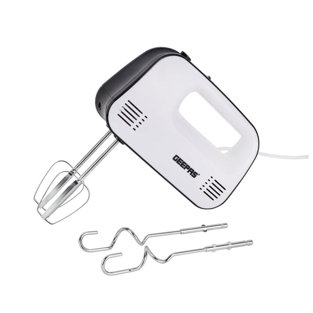 3-Speed Hand Mixer with Eject Button, Overheat Protection, Includes Beaters and Dough Hooks (2 Attachments) 150 W GHM43030 White/Black