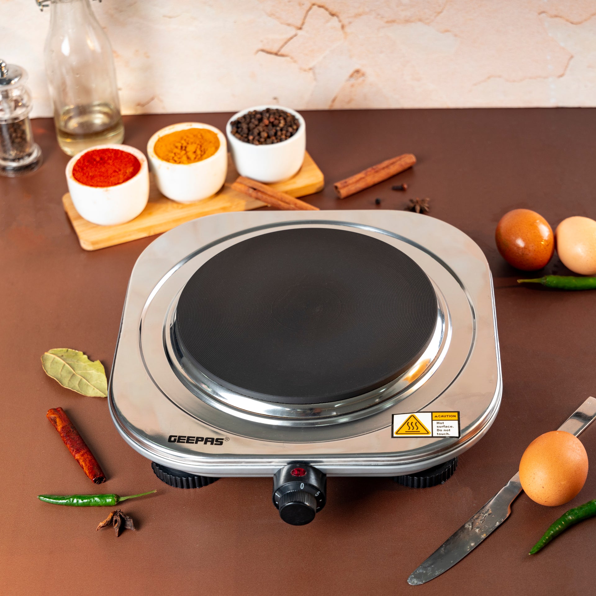 Stainless Steel Single Hot Plate With Indicator Light And Adjustable Temperature Control 1500.0 W GHP32023 Silver/Black