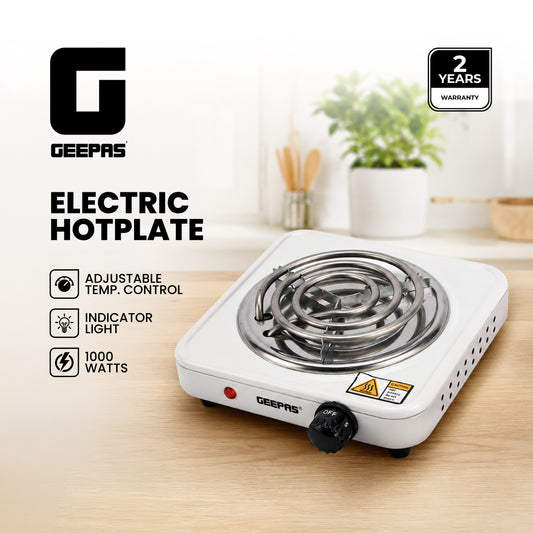 Electric Single Hot Plate with Temperature Control 1000 W GHP7577 White