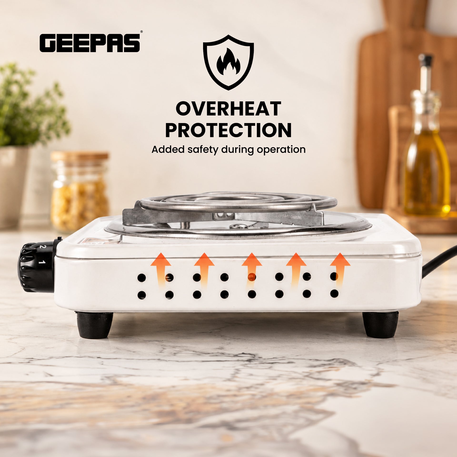 Electric Single Hot Plate with Temperature Control 1000 W GHP7577 White