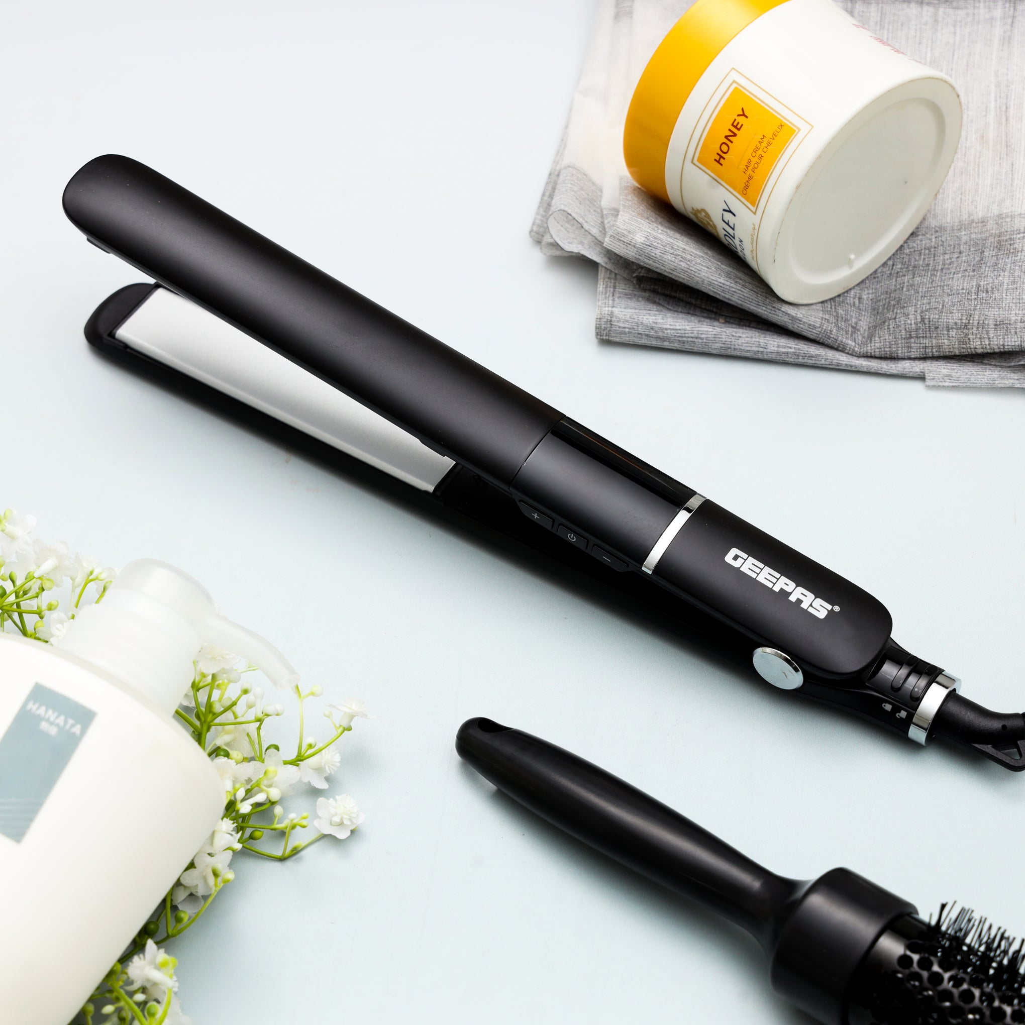Professional Digital Hair Straightener/ Slim Design With LED Display And Ceramic Coated Plate/Lockable Handle/Adjustable Temperature Control, 360-Degree Swivel Cord, ON/OFF Switch
