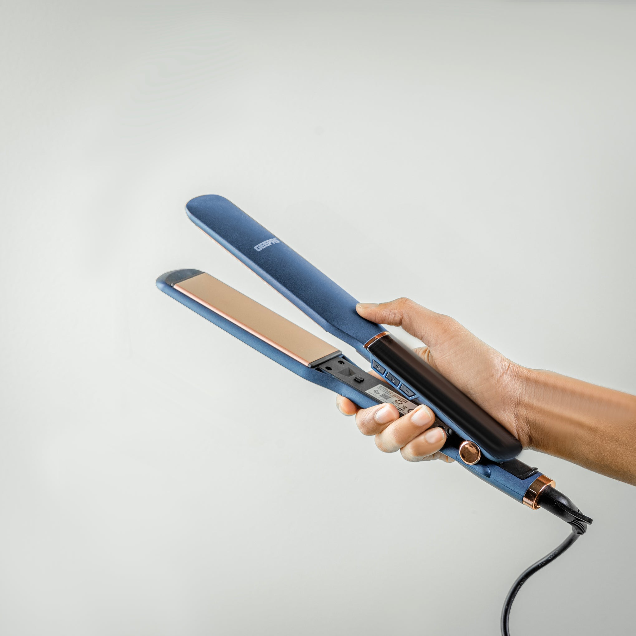 Geepas Professional Digital Hair Straightener- GHS86076/ Slim Design with Display and Ceramic Coated Plate/ Lockable Handle, Adjustable Temperature Control, 360-Degree Swivel Cord/ Perfect for Salon and at Home Styling/ Blue