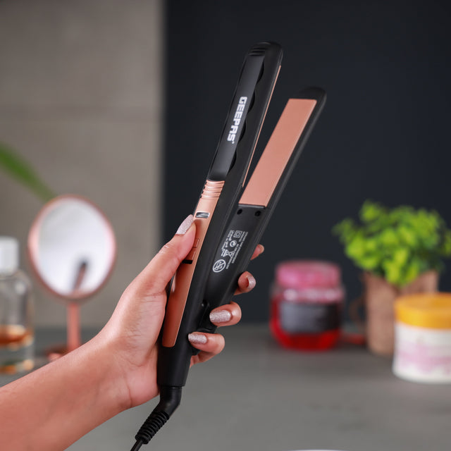 Ceramic Hair Straightener- GHS86102/ Slim Design with Display and Ceramic-Coated Plate/ 360-Degree Swivel Cord, Dry and Wet Function/ Perfect for Salon and at Home Styling/ Black, 2 Years Warranty