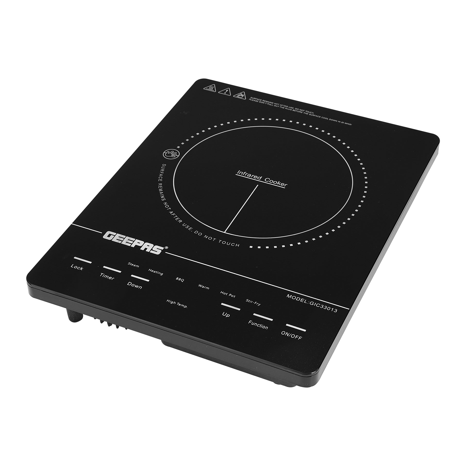Geepas Digit LED Display Digital Infrared Cooker, GIC33013 | 8 Temperature Settings | 3hrs Programmable Timer | 2200W Ceramic Heating Element