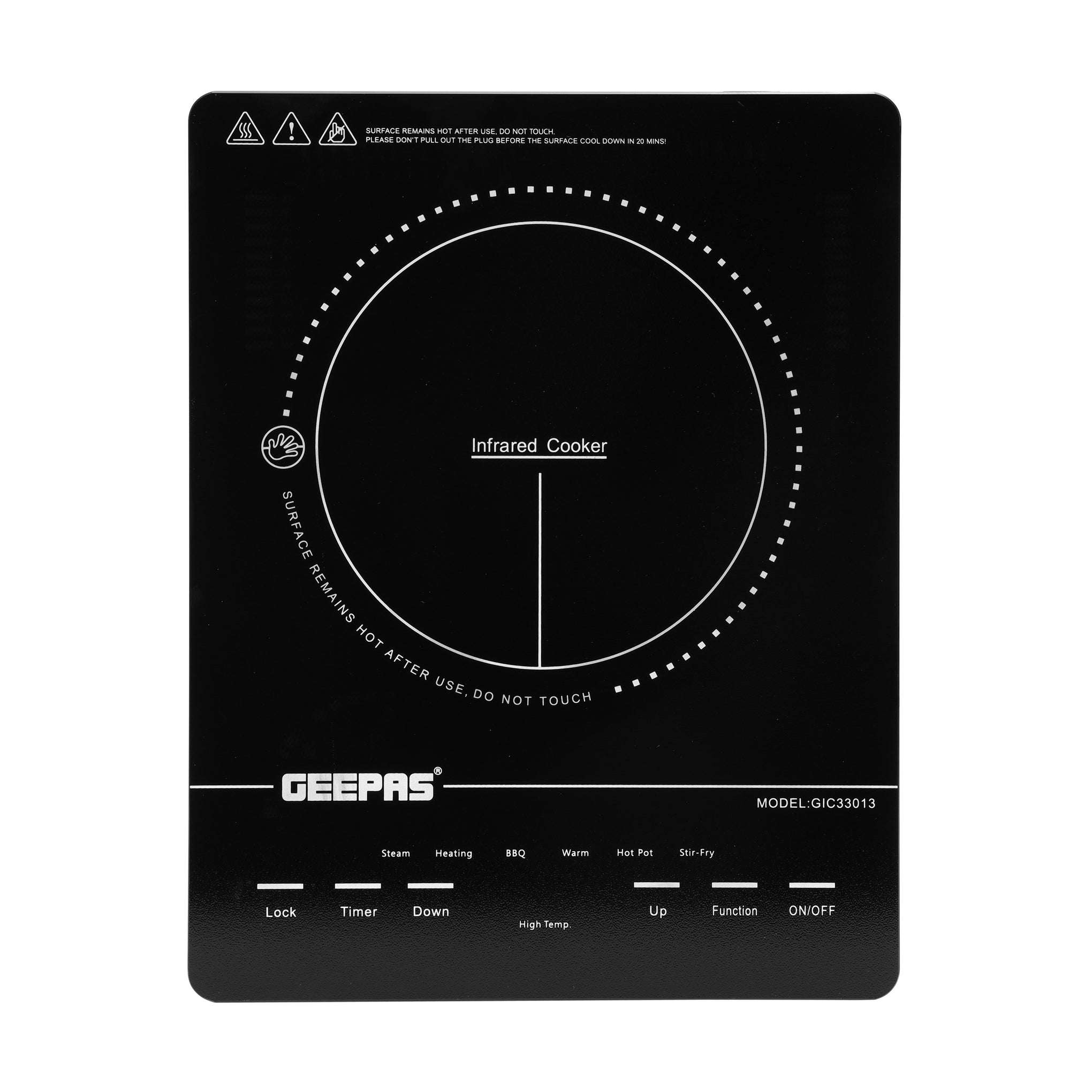 Geepas Digit LED Display Digital Infrared Cooker, GIC33013 | 8 Temperature Settings | 3hrs Programmable Timer | 2200W Ceramic Heating Element
