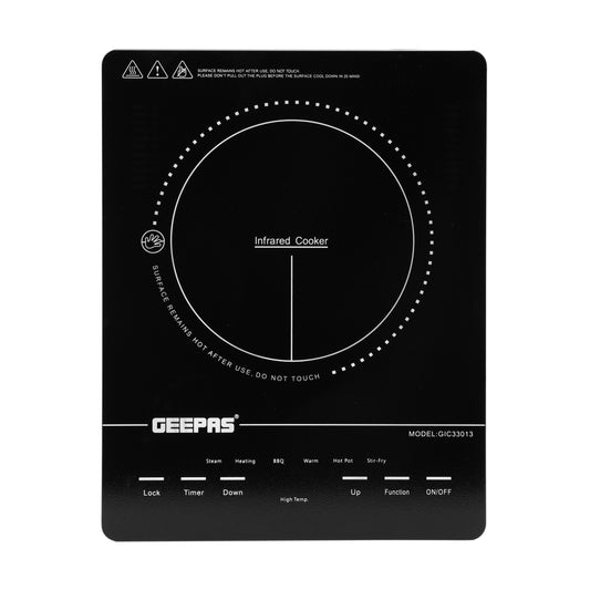Geepas Digit LED Display Digital Infrared Cooker, GIC33013 | 8 Temperature Settings | 3hrs Programmable Timer | 2200W Ceramic Heating Element