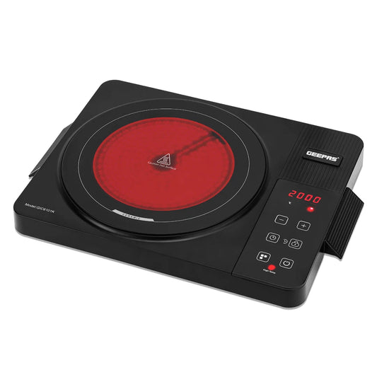 Digital Infrared Cooker Infrared Burner-GIC6101, With 10 Level Adjustable Temperature, Single Cooking Hob With Button Control, Multi Functions Include Hot Pot, Fry, Stir Fry, BBQ, Soup, Water, Warm 2200 W GIC6101K Black