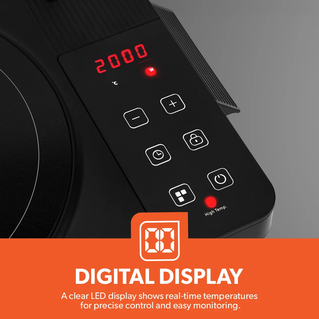 Digital Infrared Cooker Infrared Burner-GIC6101, With 10 Level Adjustable Temperature, Single Cooking Hob With Button Control, Multi Functions Include Hot Pot, Fry, Stir Fry, BBQ, Soup, Water, Warm 2200 W GIC6101K Black