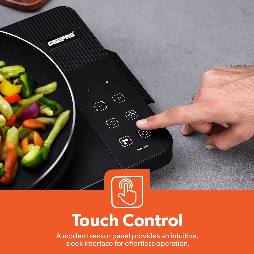 Digital Infrared Cooker Infrared Burner-GIC6101, With 10 Level Adjustable Temperature, Single Cooking Hob With Button Control, Multi Functions Include Hot Pot, Fry, Stir Fry, BBQ, Soup, Water, Warm 2200 W GIC6101K Black