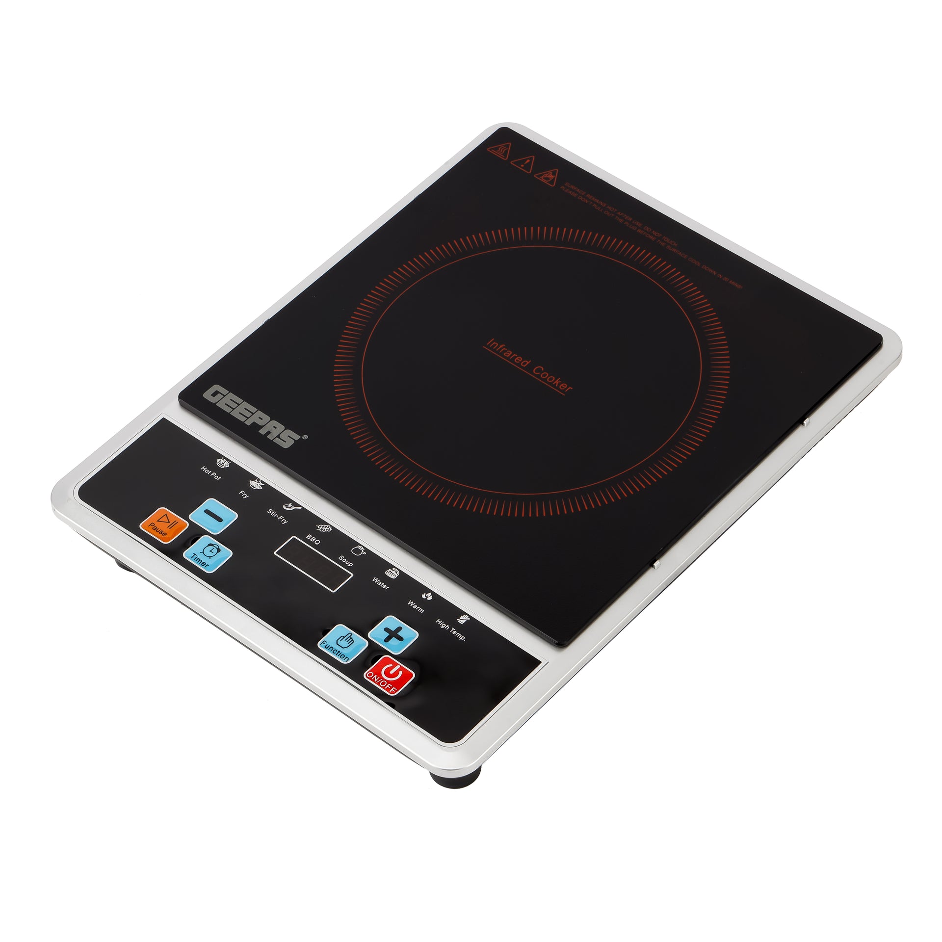Digital Infrared Cooker Infrared Burner-GIC6101, With 10 Level Adjustable Temperature, Single Cooking Hob With Button Control, Multi Functions Include Hot Pot, Fry, Stir Fry, BBQ, Soup, Water, Warm 2200 W GIC6101K Black