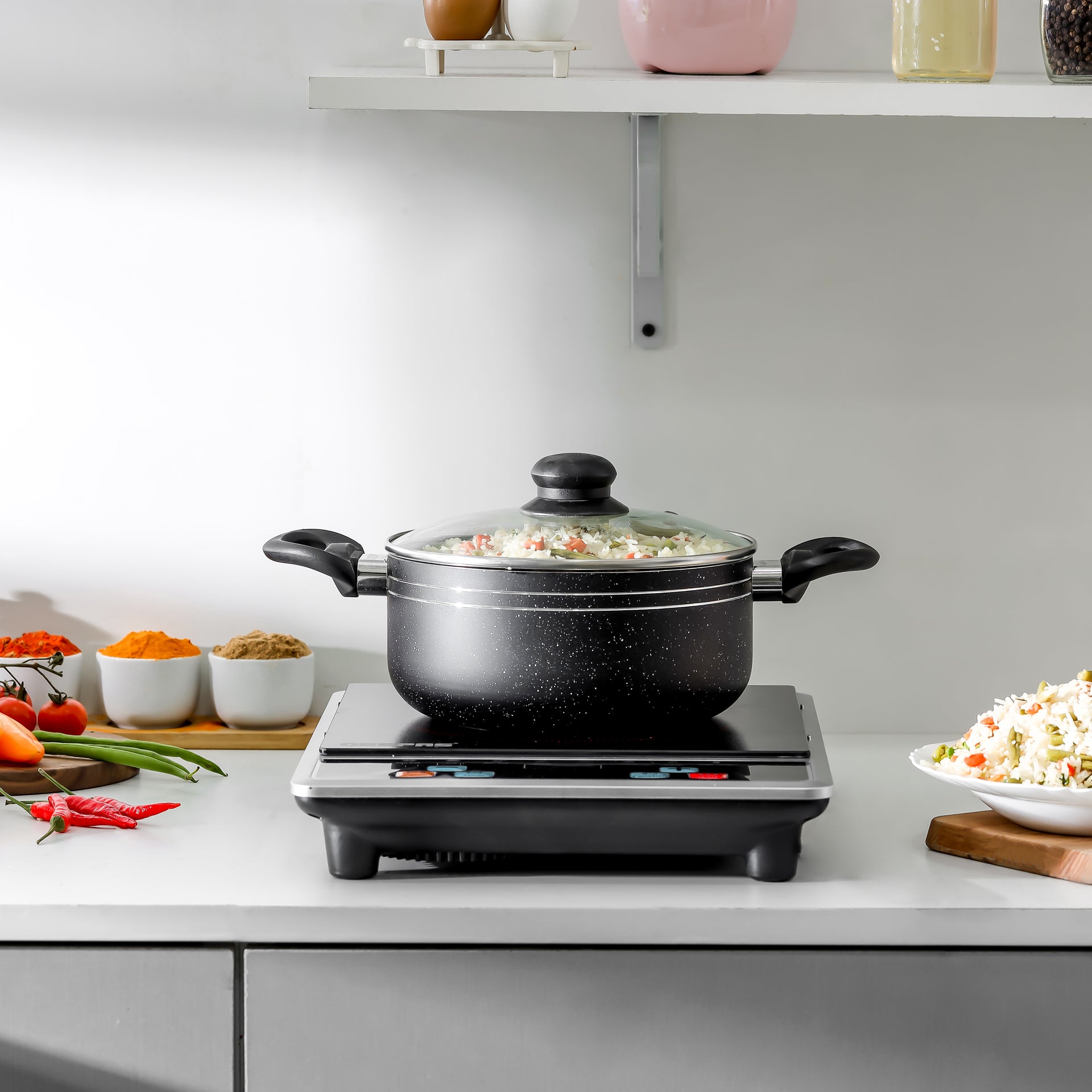 Digital Infrared Cooker Infrared Burner-GIC6101, With 10 Level Adjustable Temperature, Single Cooking Hob With Button Control, Multi Functions Include Hot Pot, Fry, Stir Fry, BBQ, Soup, Water, Warm 2200 W GIC6101K Black