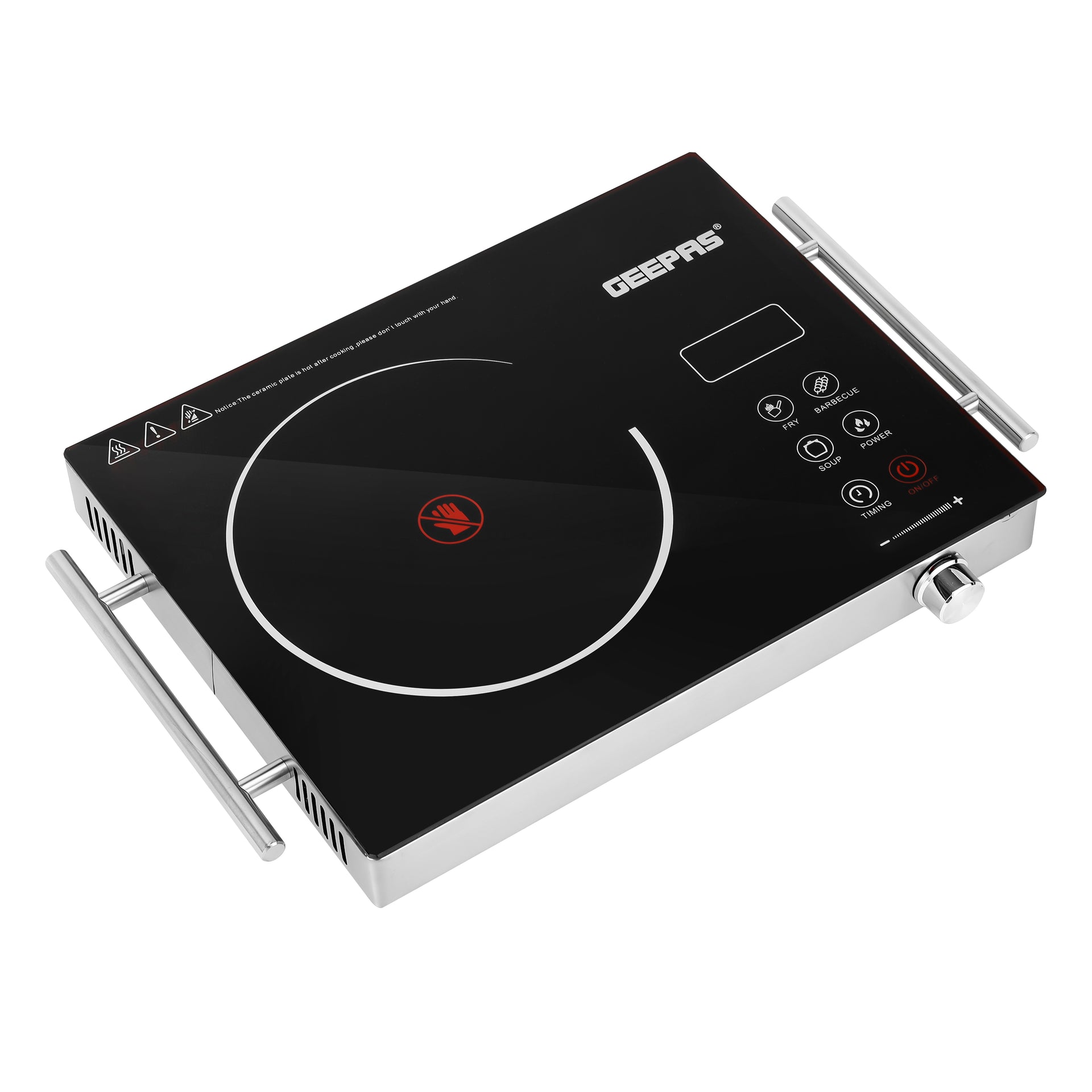 4 Digit LED Display Digital Infrared Cooker,High-Temperature Resistant Glass, Elegant Design, Fireproof Material, Stainless Steel Body,Ceramic Heating Element, With 10 levels Of watt Setting GIC6920NV Black