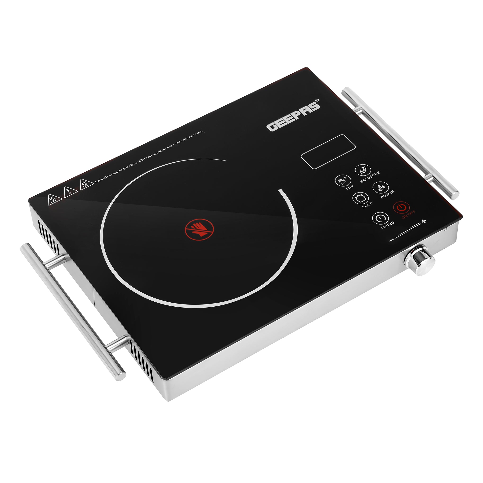 4 Digit LED Display Digital Infrared Cooker,High-Temperature Resistant Glass, Elegant Design, Fireproof Material, Stainless Steel Body,Ceramic Heating Element, With 10 levels Of watt Setting GIC6920NV Black