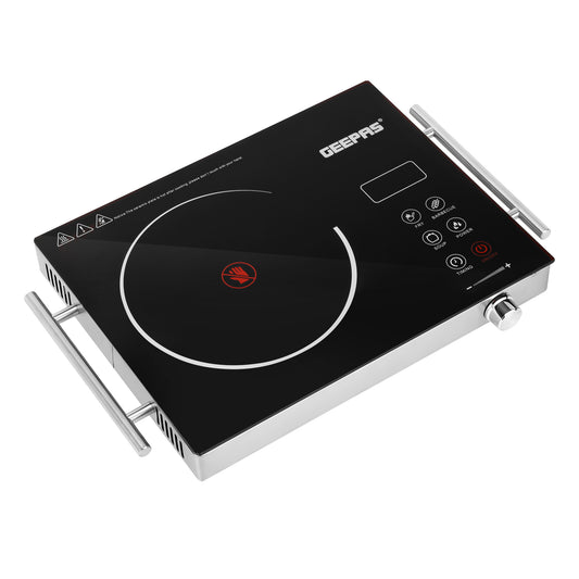 4 Digit LED Display Digital Infrared Cooker,High-Temperature Resistant Glass, Elegant Design, Fireproof Material, Stainless Steel Body,Ceramic Heating Element, With 10 levels Of watt Setting GIC6920NV Black