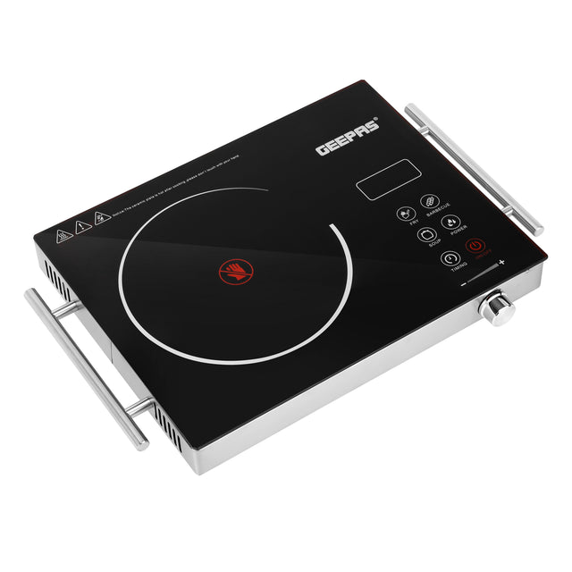 4 Digit LED Display Digital Infrared Cooker,High-Temperature Resistant Glass, Elegant Design, Fireproof Material, Stainless Steel Body,Ceramic Heating Element, With 10 levels Of watt Setting GIC6920NV Black