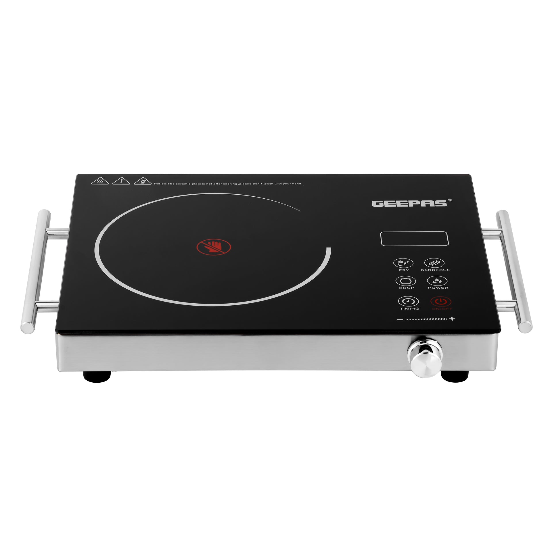 4 Digit LED Display Digital Infrared Cooker,High-Temperature Resistant Glass, Elegant Design, Fireproof Material, Stainless Steel Body,Ceramic Heating Element, With 10 levels Of watt Setting GIC6920NV Black