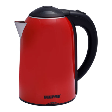 Double Layer Electric Kettle Cordless Water /Tea Kettle with  Stainless Steel Double Wall, Auto Shut-Off & Boil-Dry Protection | Ideal for Coffee, Tea, Water & More | 2 Years Warranty 1.7 L 2150 W GK38013 Red/Black