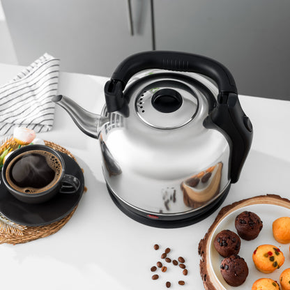 4.2L Traditional Arabic Electric Kettle - 304 Food Grade Stainless Steel, 360° Cordless Rotation Design, Large Capacity Dallah Style 4.2 L 2400 W GK38024 Silver