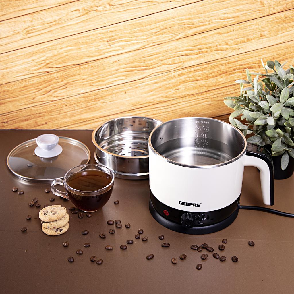 Double Layer Multi-Functional Kettle With Egg Boiler Attachment/Cooking Noodle 50-60Hz 1.7 L 1000 W GK38026 White/Silver/Black