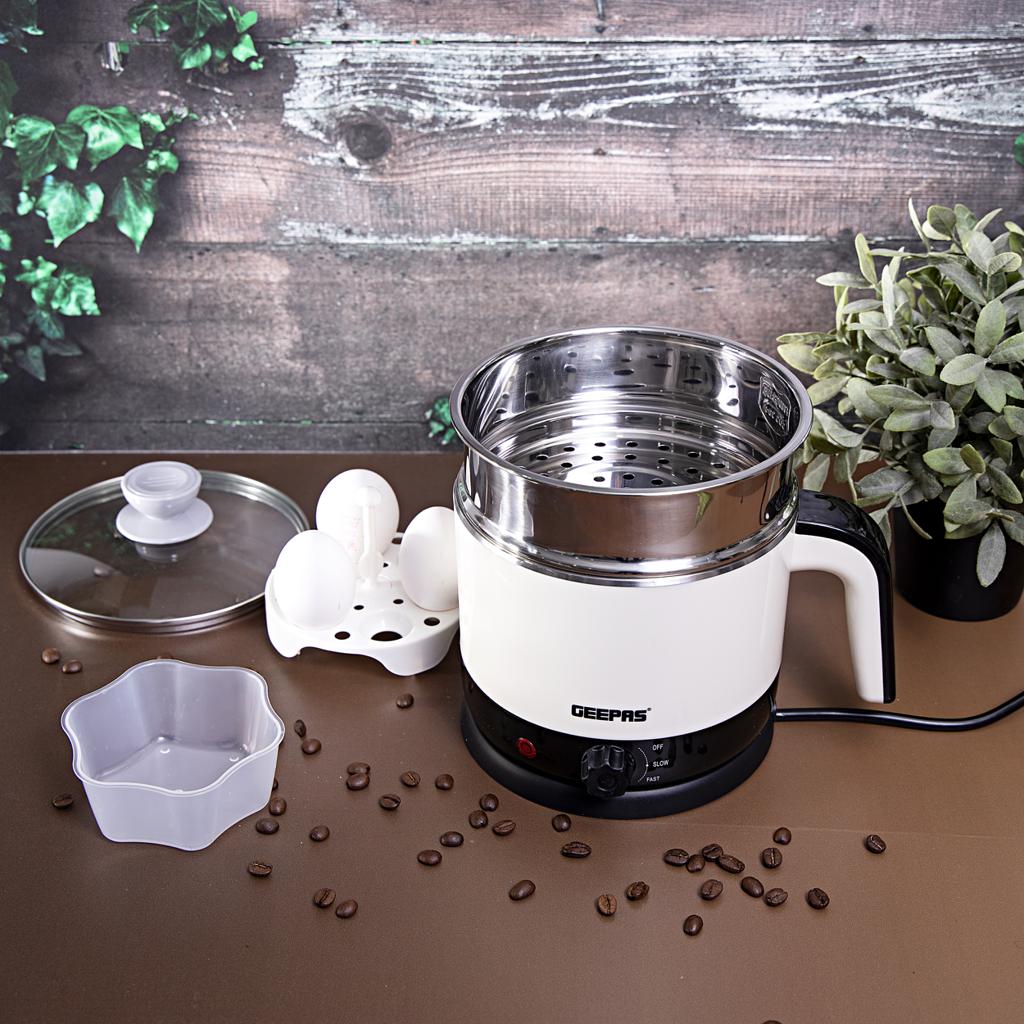 Double Layer Multi-Functional Kettle With Egg Boiler Attachment/Cooking Noodle 50-60Hz 1.7 L 1000 W GK38026 White/Silver/Black