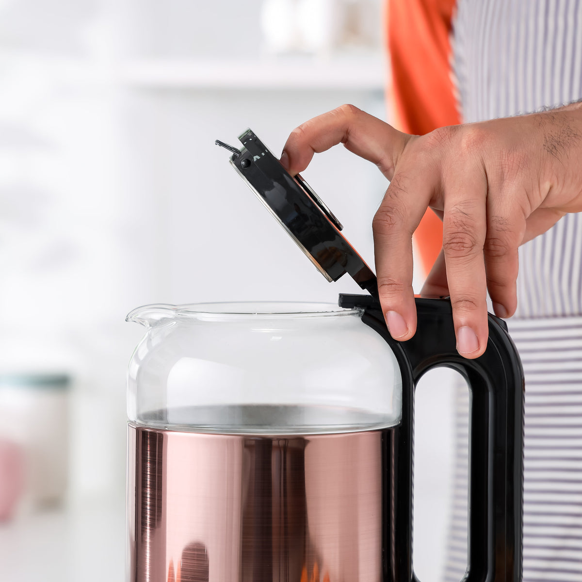Double Layer Electric Glass Kettle With Boil Dry Protection and Automatic Cutoff 1.7 L 1500 W GK38063 Black , Rose Gold