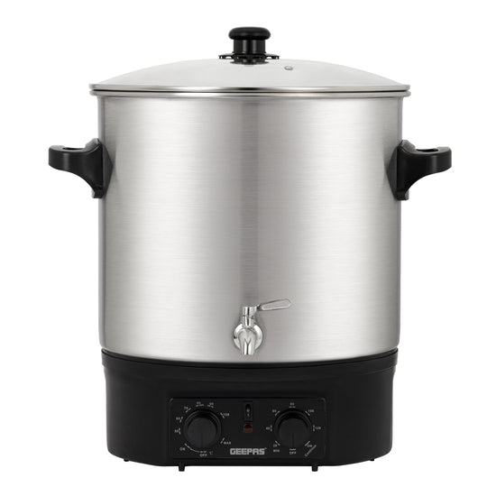 27 Liter Electric Water Boiler | Stainless Steel | Timer & Temperature Control | Black/Silver 27 L 2000 W GK38077 Black/Silver