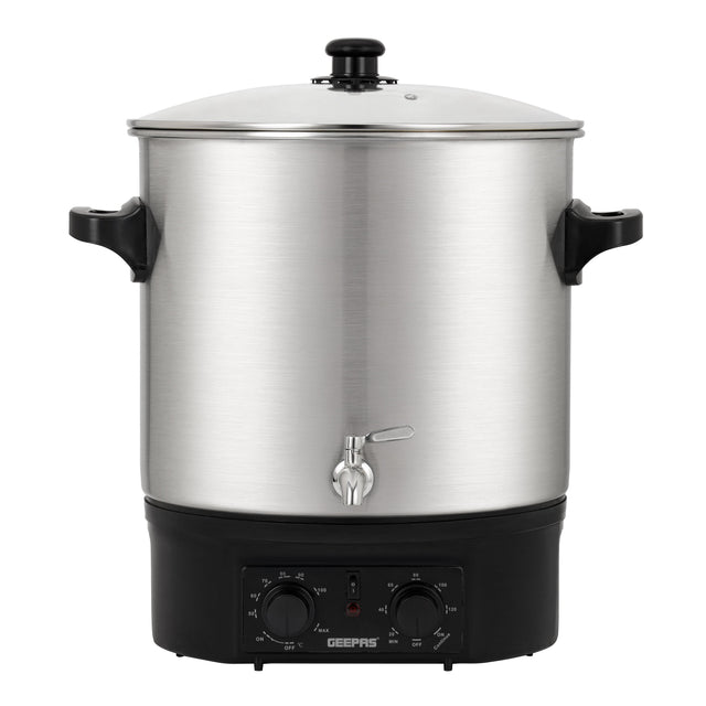 27 Liter Electric Water Boiler | Stainless Steel | Timer & Temperature Control | Black/Silver 27 L 2000 W GK38077 Black/Silver
