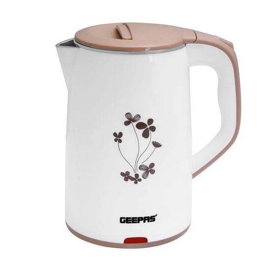 Double Layer Stainless Steel Electric Kettle,  Cordless Jug with Detachable Base, 360° Rotation, Boil-Dry Protection, and Automatic Shut-Off 1.8 L 1500 W GK6138 Red/Black