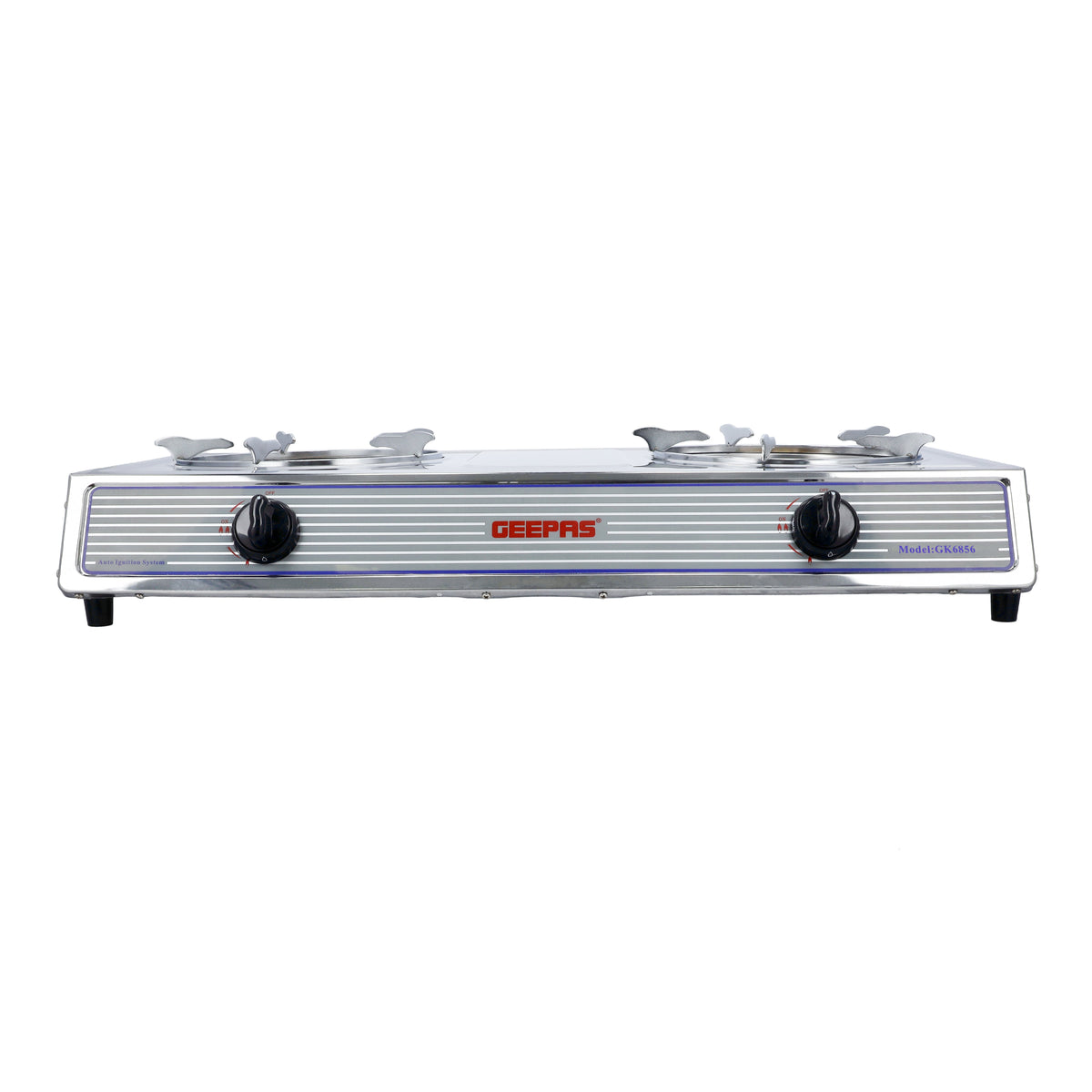 Two Burner Stainless Steel Gas Burner Stove Auto Ignition, Outdoor Grill, Camping Stoves GK6856 Silver/Grey