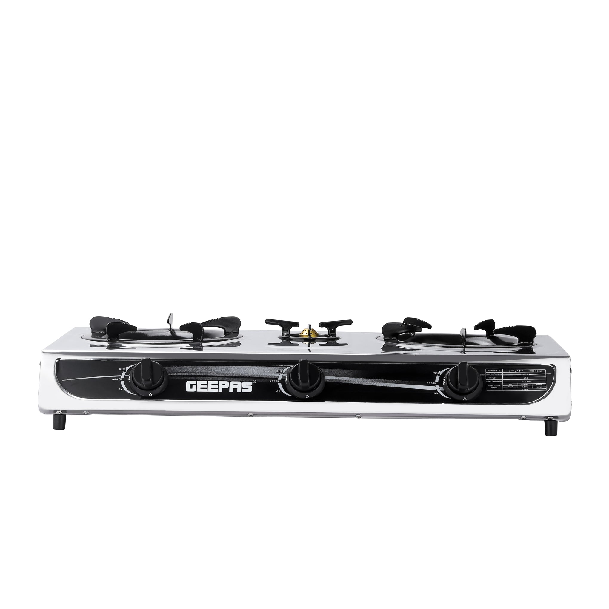 Gas Cooker, 3 Energy Efficient Burners With Heavy Cast Iron Mixing Tube| Low Gas Consumption And Saves 60% Gas| Auto Ignition System, LPG Gas Stove| Perfect For Home, Restaurants, Apartments GK6857 Silver