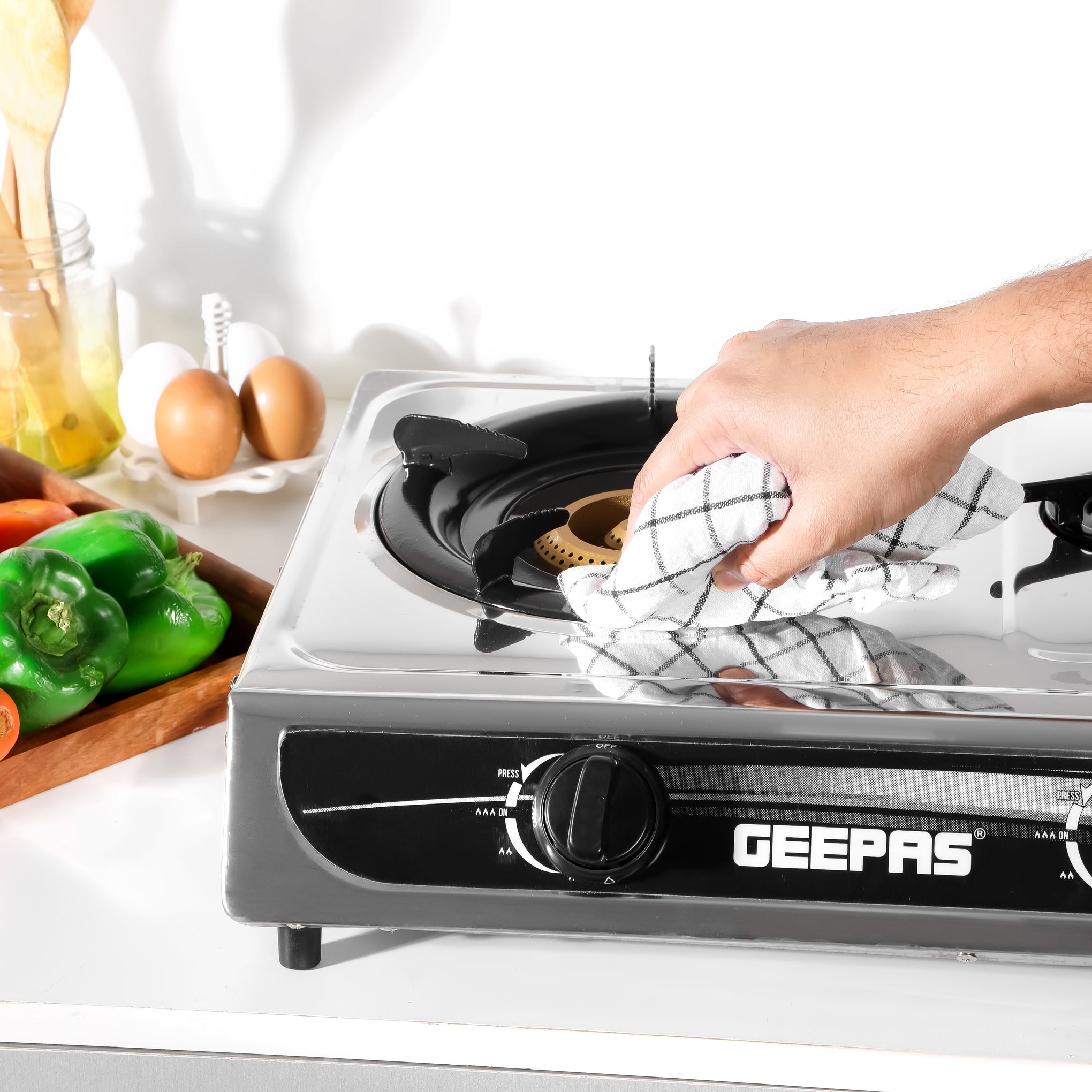 Gas Cooker, 3 Energy Efficient Burners With Heavy Cast Iron Mixing Tube| Low Gas Consumption And Saves 60% Gas| Auto Ignition System, LPG Gas Stove| Perfect For Home, Restaurants, Apartments GK6857 Silver